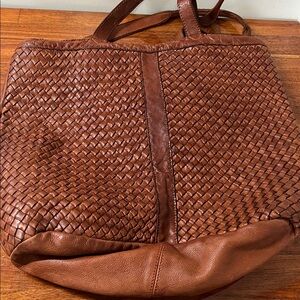 Chic Brown Woven Tote Bag